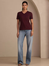 [Vin] SilkSilky-SE Short Sleeve V Neck Dam T-Shirt 005