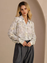[Salvia Blomma] SilkSilky-SE Long Sleeve Lapel Collar Blus 003