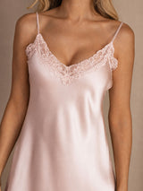 [Rosa] SilkSilky-SE Spaghetti Strap V Neck Nattlinne 004