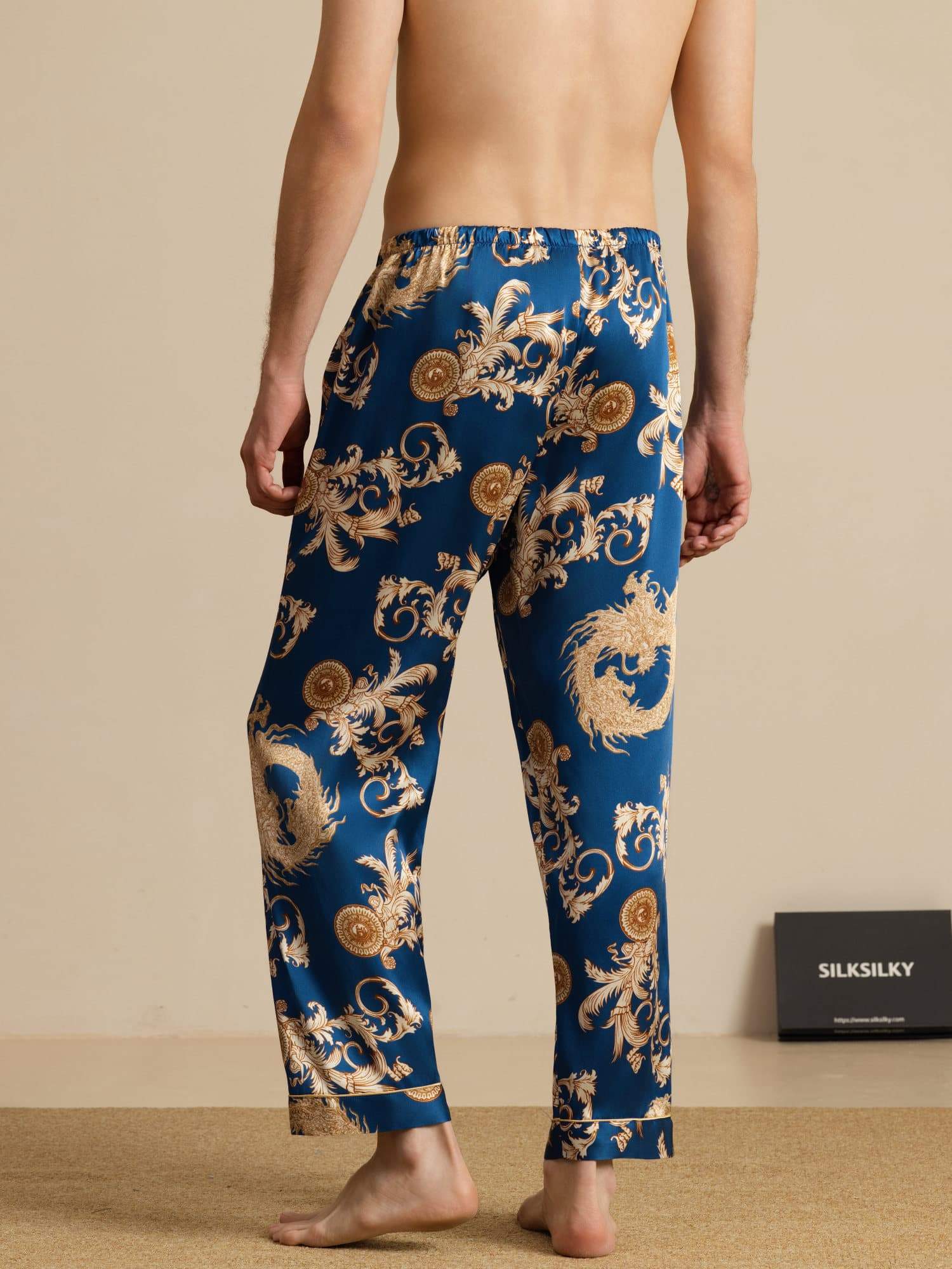 [Navy Drake] SilkSilky-SE Men's Sleep Shorts 002