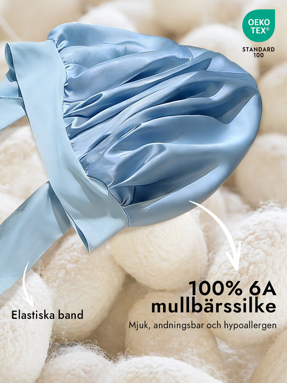 [Himmelsblå] SilkSilky-SE Rent Silke Sleep Cap 002