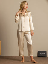 [Champagne] SilkSilky-SE Long Sleeve Lapel Collar Dam Pyjama 004