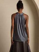 [Mörkgrå] SilkSilky-SE Sleeveless Halter Dam T-Shirt 002