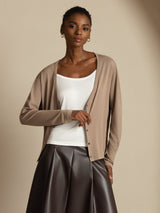 [Tan] SilkSilky-SE Long Sleeve Dam Cardigan 004