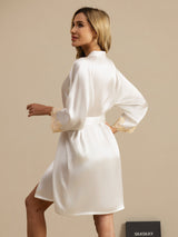 [Vit] SilkSilky-SE 3/4 Sleeve Dam Morgonrock 002