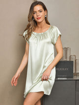 [Mintgrön] SilkSilky-SE Cap Sleeve Square Neck Nattlinne 004
