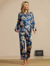 [Navy Drake] SilkSilky-SE Long Sleeve Lapel Collar Dam Pyjama 004