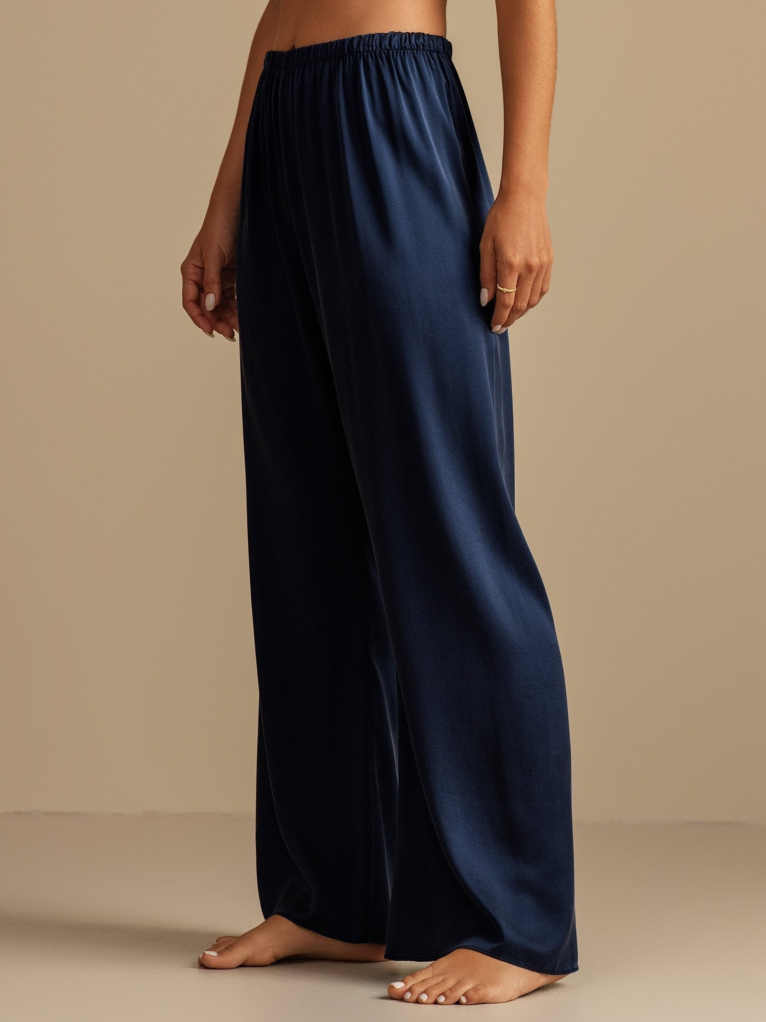 [Mörkblå] SilkSilky-SE 19Momme Silke Womens Sleep Bottoms 007,