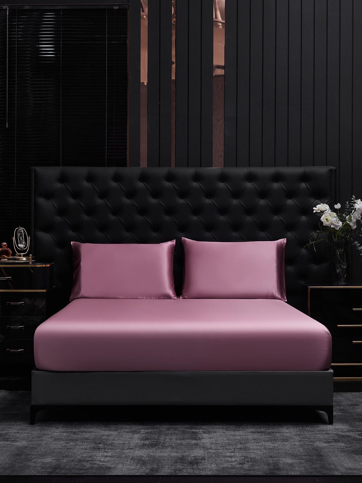 [Blek Mauve] SilkSilky-SE 25Momme Rent Silke Bedding Set 002,