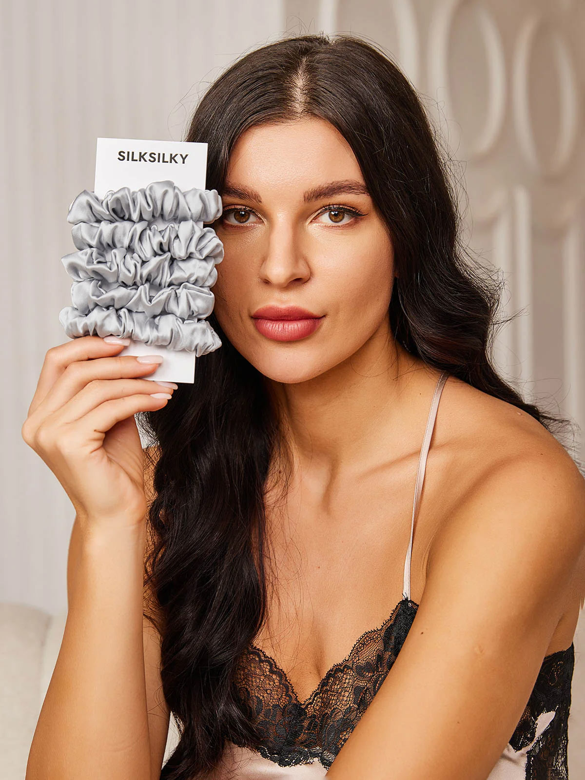 [Ljusgrå] SilkSilky-SE 19Momme Rent Silke Scrunchie 002