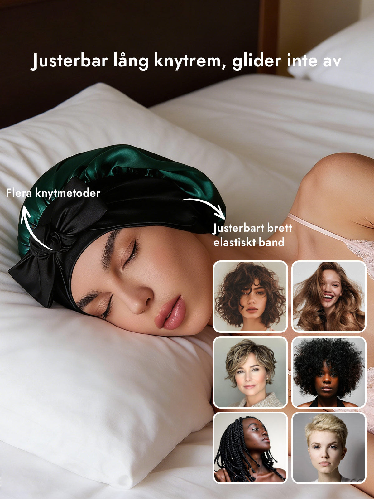 [Mörkgrön] SilkSilky-SE Rent Silke Sleep Cap 004