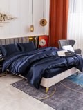 SilkSilky SE 19Momme Rent Silke Bedding Set Mörkblå 002