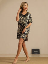 [Leopard] SilkSilky-SE Half Sleeve V Neck Nattlinne 006