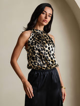 [Leopard] SilkSilky-SE 19Momme Silke Womens T-Shirt 001,