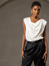[Vit] SilkSilky-SE Cap Sleeve Cowl Neck Dam T-Shirt 005