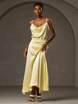 [Gul] SilkSilky-SE Spaghetti Strap Cowl Neck Cami Toppar 005