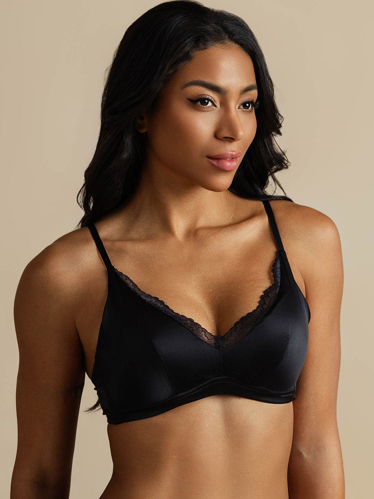 [Svart] SilkSilky-SE Rent Silke Bra 007