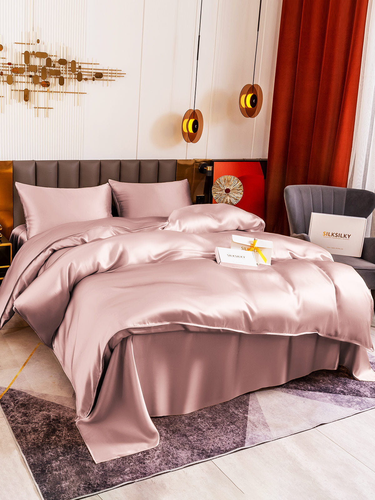 SilkSilky SE 19Momme Rent Silke Bedding Set BlekMauve 003