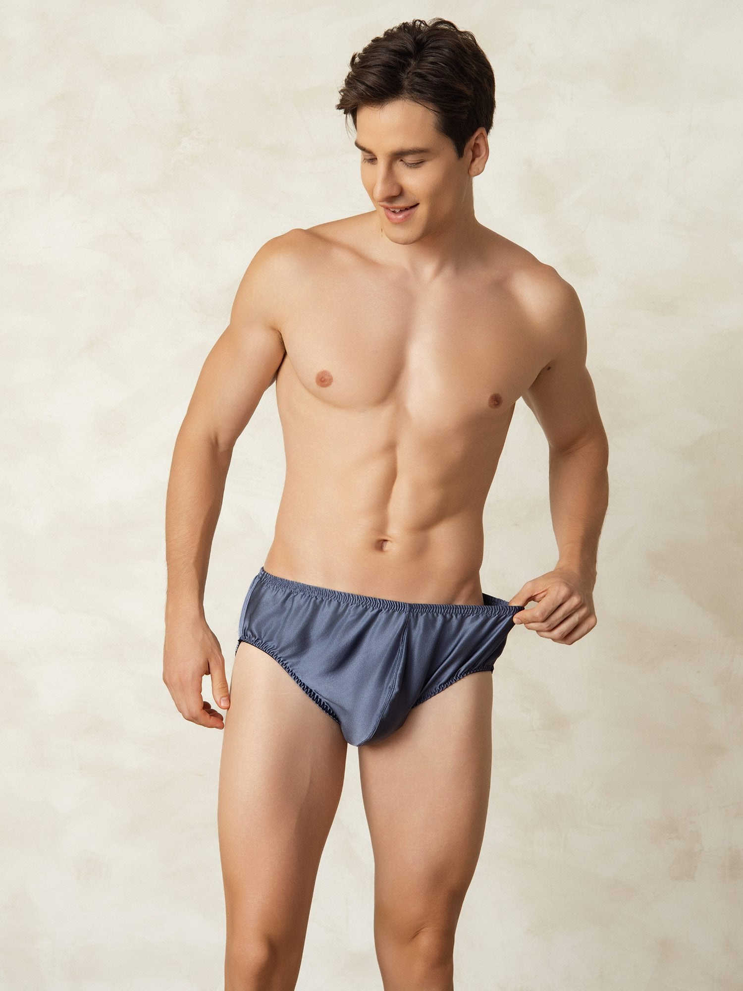 [Gråblå] SilkSilky-SE Rent Silke Mens Underwear 005