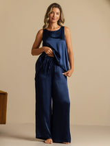 [Mörkblå] SilkSilky-SE Sleeveless Scoop Neck Cami Toppar 005