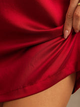 [Vin] SilkSilky-SE 19Momme Kort Ärm Rund Halsringning Nattlinne 005