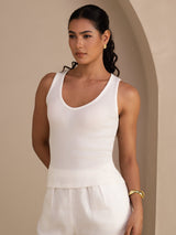 [Vit] SilkSilky-SE Sleeveless Deep V Neck Cami Toppar 003