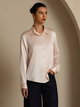 [Ljusrosa] SilkSilky-SE Long Sleeve Lapel Collar Damskjorta 003