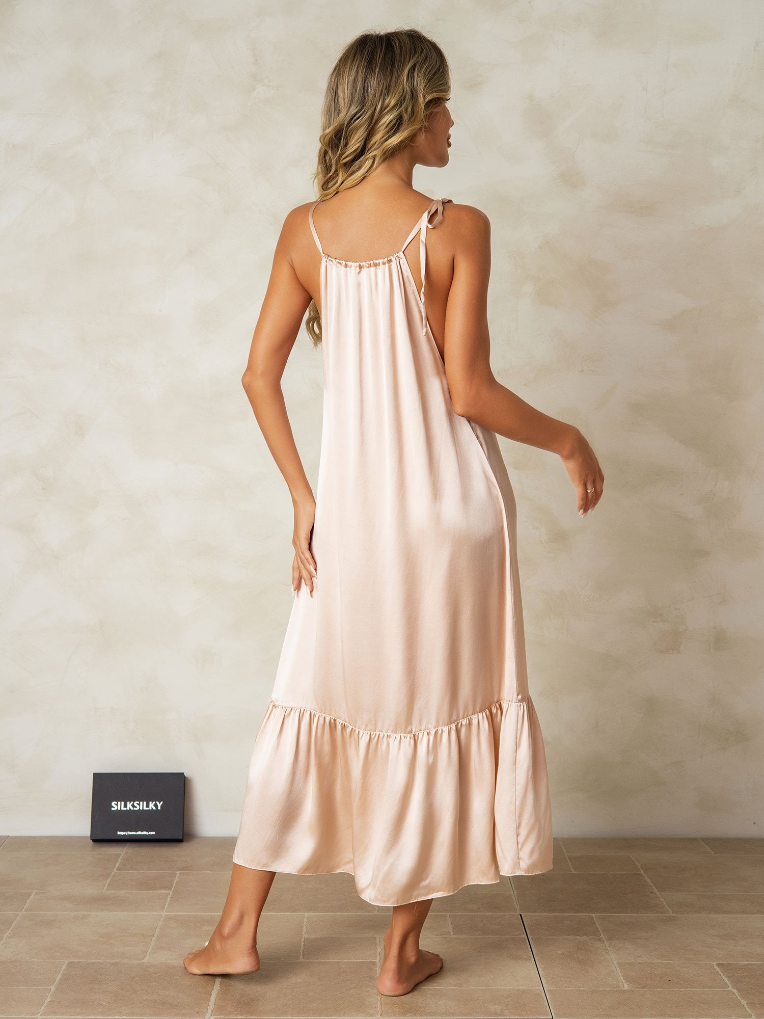 [Tan] SilkSilky-SE Rent Silke Nightgown 002
