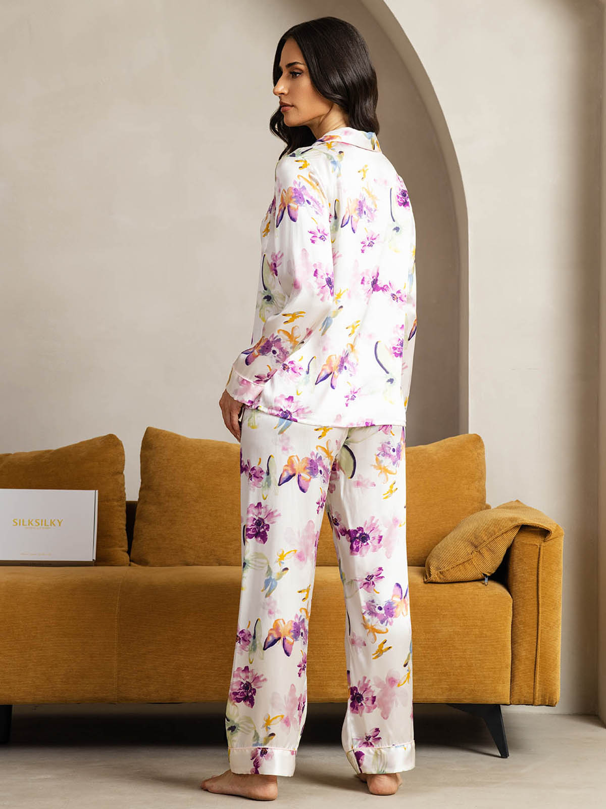 [Akvarellblommor] SilkSilky-SE Rent Silke Womens Pajamas 002
