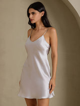 [Grå] SilkSilky-SE Spaghetti Strap V Neck Nattlinne 006