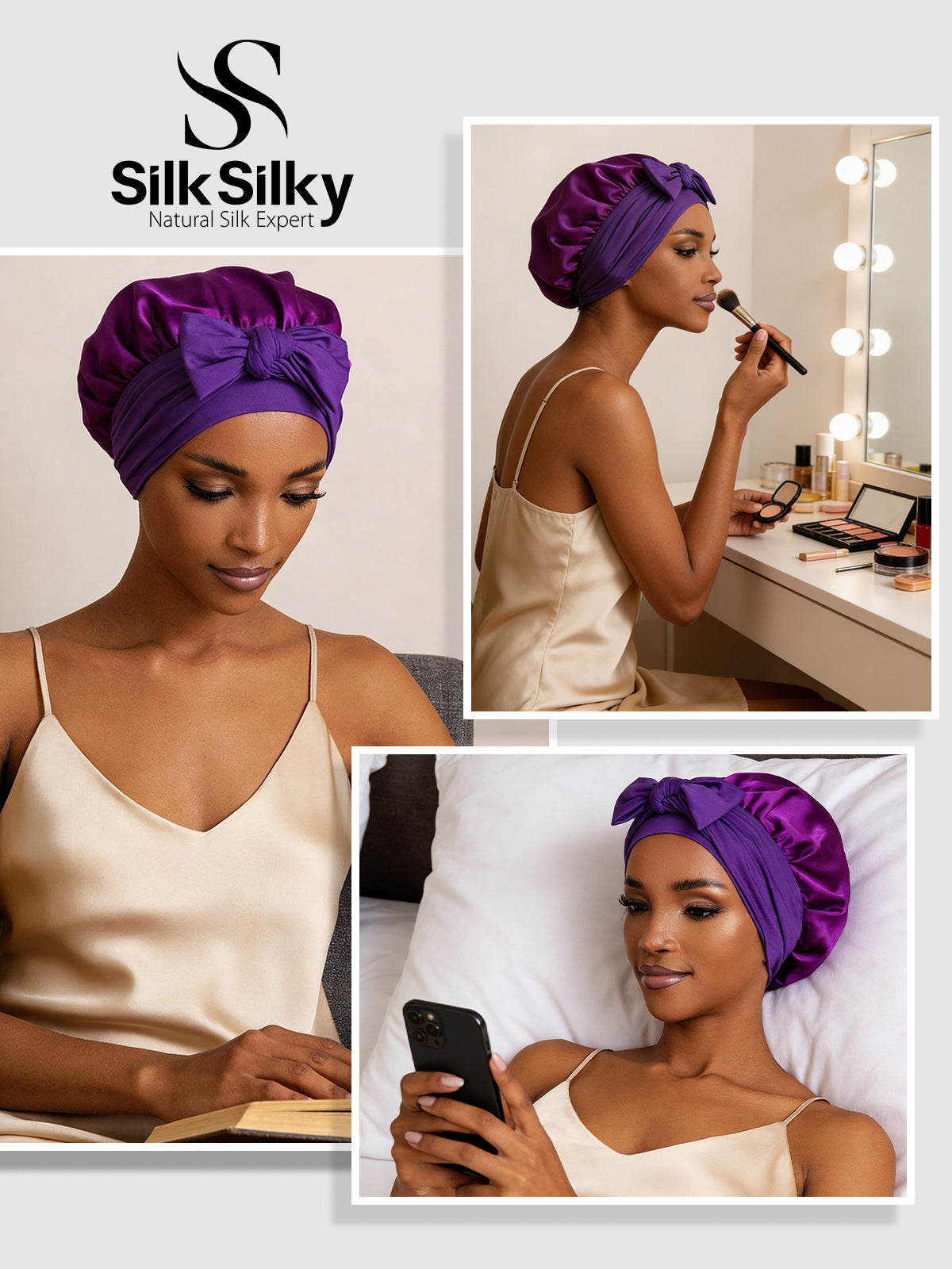 [Lila] SilkSilky-SE Rent Silke Sleep Cap 005