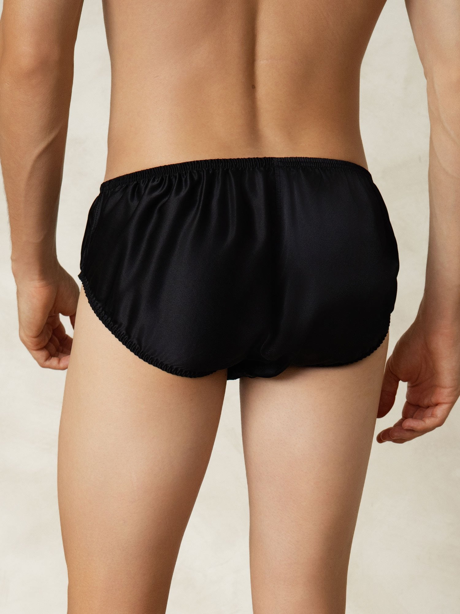 [Svart] SilkSilky-SE Rent Silke Mens Underwear 002