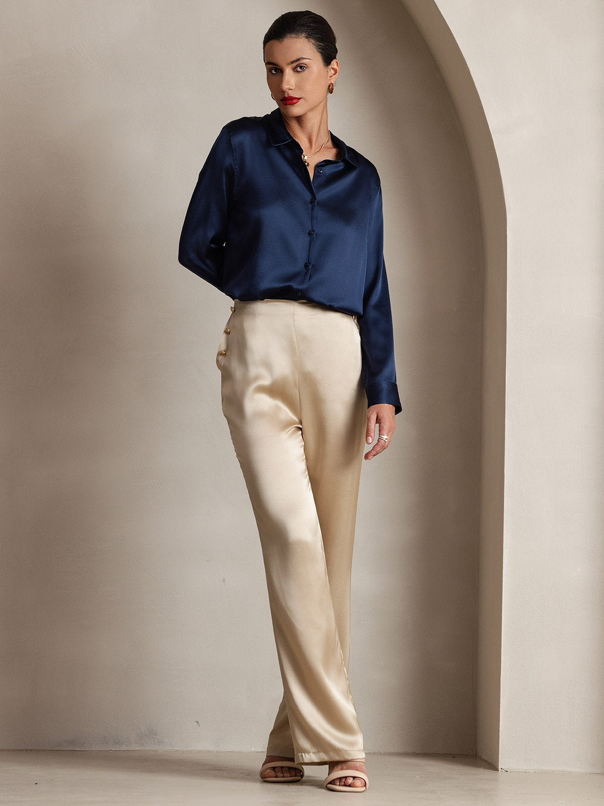 [Champagne] SilkSilky-SE 19Momme Silke Womens Pants 006
