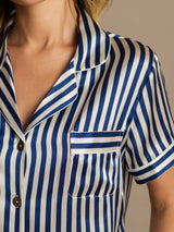 [Mörkblå] SilkSilky-SE Rent Silke Womens Pajamas 007,