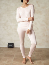 [Ljusrosa] SilkSilky-SE Long Sleeve Round Neck Dam Långkalsonger 004