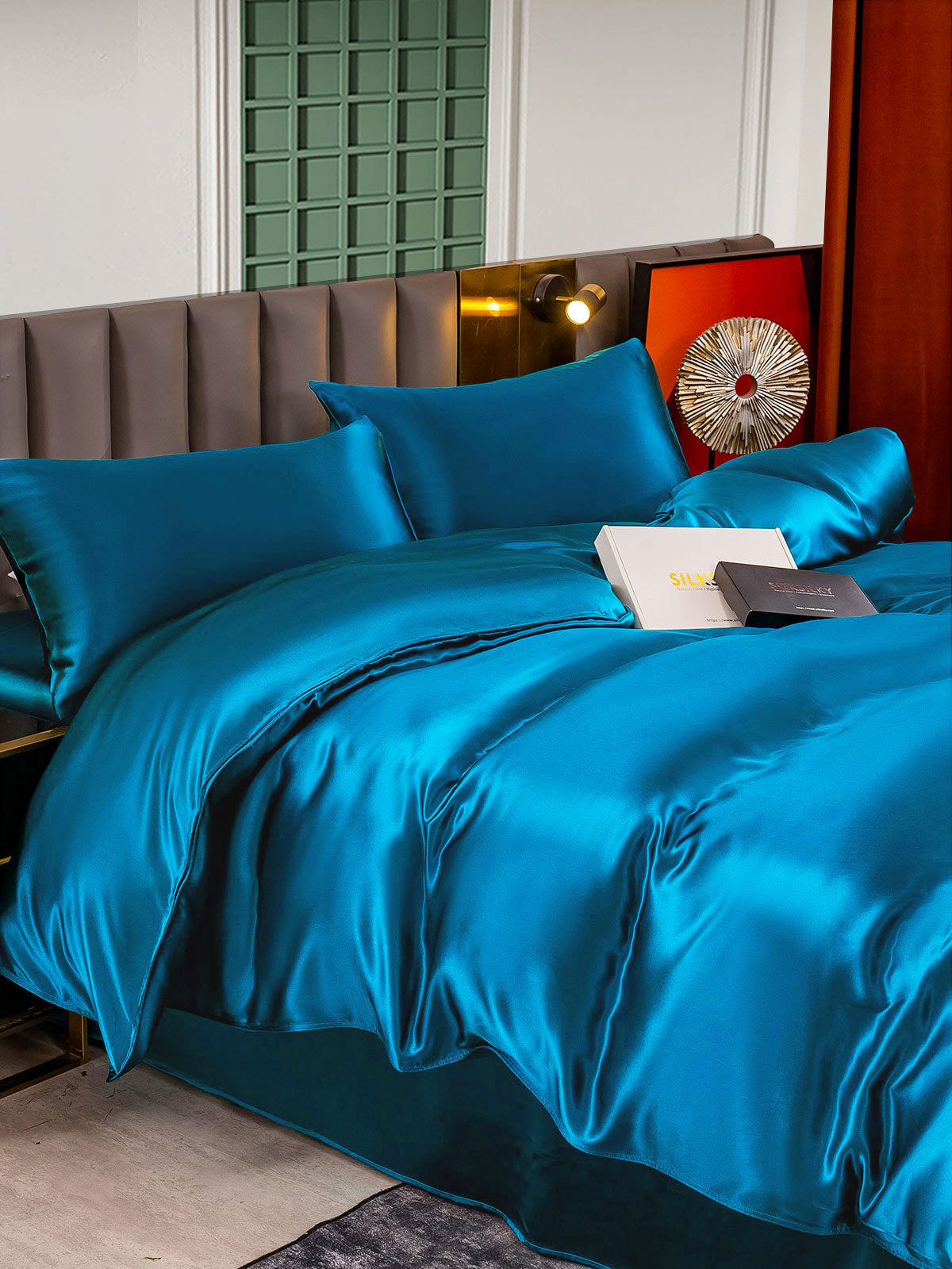 [Kungsblått] SilkSilky-SE 25Momme Rent Silke Bedding Set 003