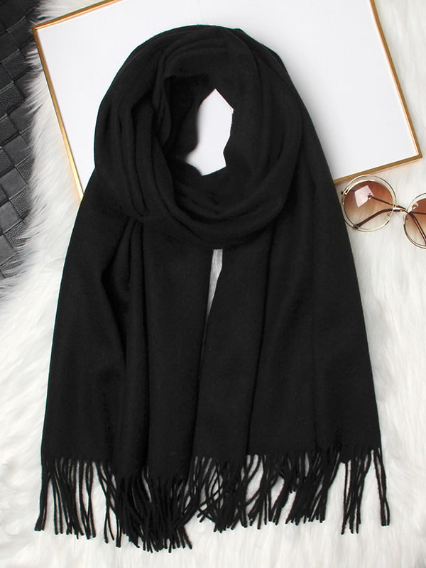 [Svart] SilkSilky-SE Ull Scarf 005