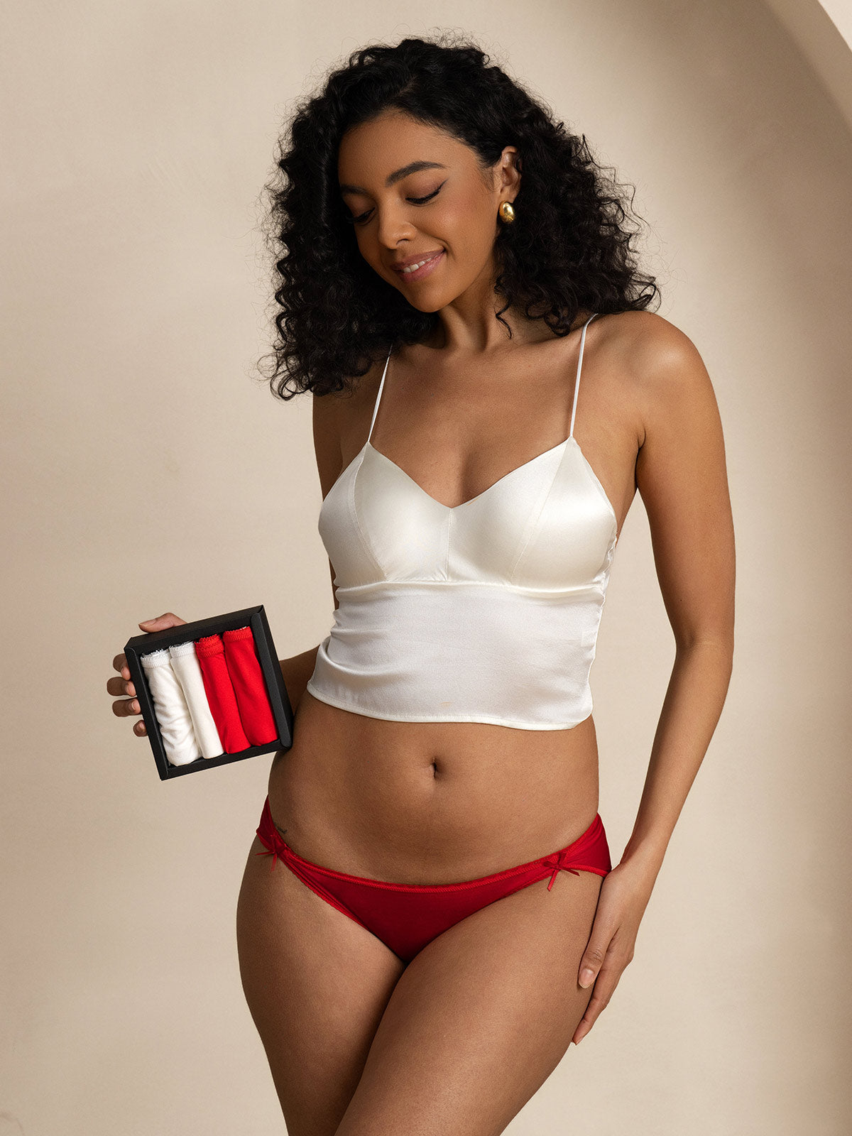 [Vit+Röd] SilkSilky-SE Silke Stickad Panty 002