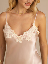 [Rosa] SilkSilky-SE Spaghetti Strap V Neck Klänning 004