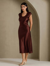 [Kaffe] SilkSilky-SE Cap Sleeve Klänning 008