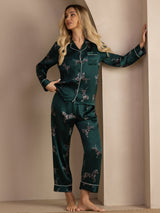 [Smaragd Zebra] SilkSilky-SE Long Sleeve Lapel Collar Dam Pyjama 007