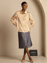 [Floral] SilkSilky-SE Long Sleeve Lapel Collar Damskjorta 006