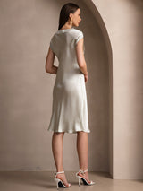 [Ljusgrön] SilkSilky-SE Cap Sleeve V Neck Nattlinne 002
