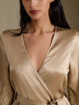 [Champagne] SilkSilky-SE 3/4 Sleeve Dam Morgonrock 004