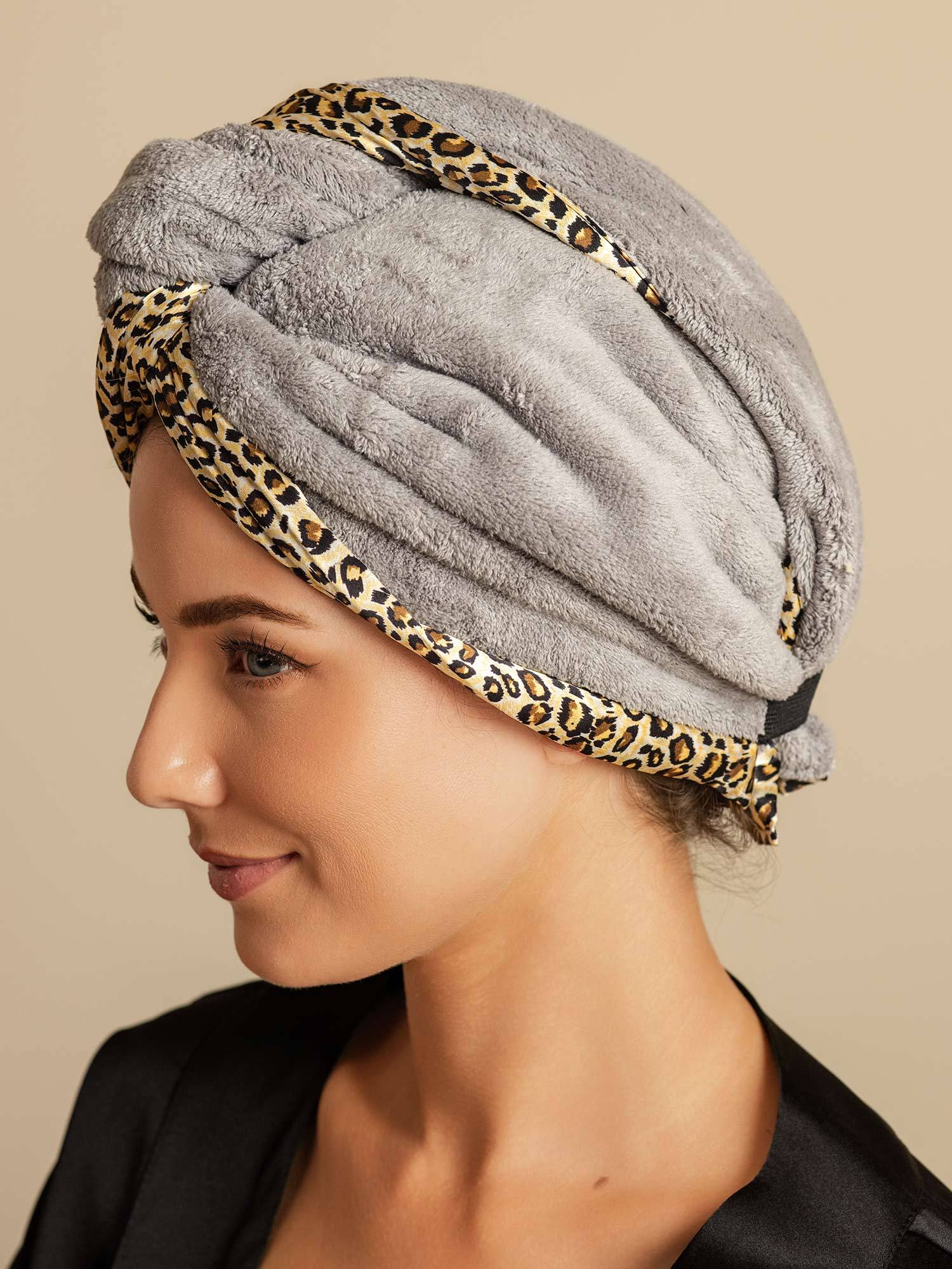 [Leopard] SilkSilky-SE Rent Silke Hair Towel Wrap 002,