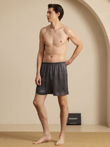 [Svart Ginkgo] SilkSilky-SE Men's Sleep Shorts 006