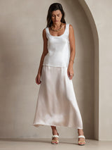 [Vit] SilkSilky-SE Sleeveless Cami Toppar 006