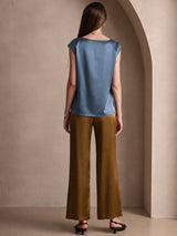 [Äkta Petrol] SilkSilky-SE Cap Sleeve Round Neck Dam T-Shirt 002