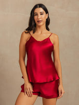 [Vin] SilkSilky-SE Spaghetti Strap V Neck Camisole Set 001