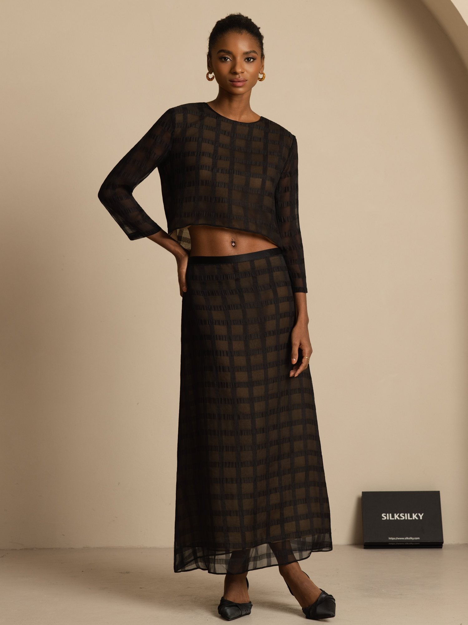 [Svart] SilkSilky-SE Blouse 008